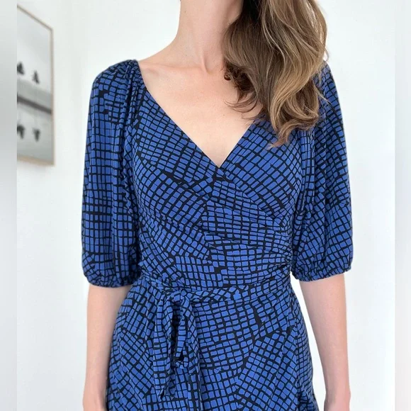 BCBGeneration Blue Balloon Sleeve Wrap Dress - Picture 5 of 5